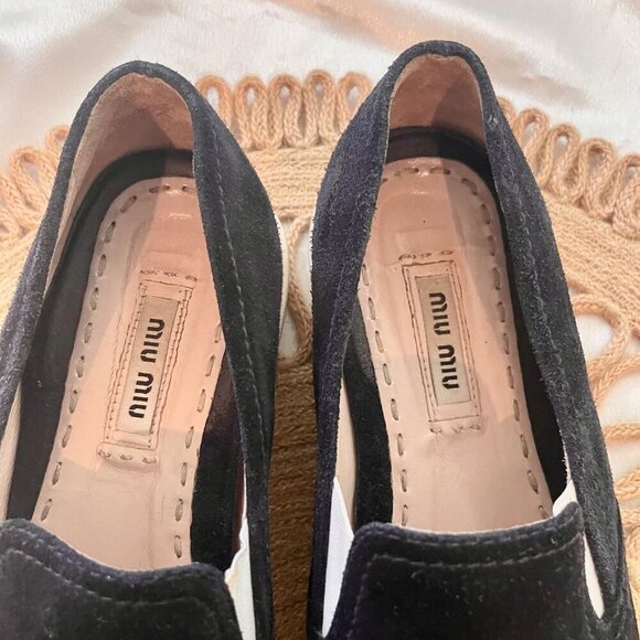 Miu Miu Black Suede Metal Cap Toe Slip On Sneakers Size 36 - Picture 3 of 10
